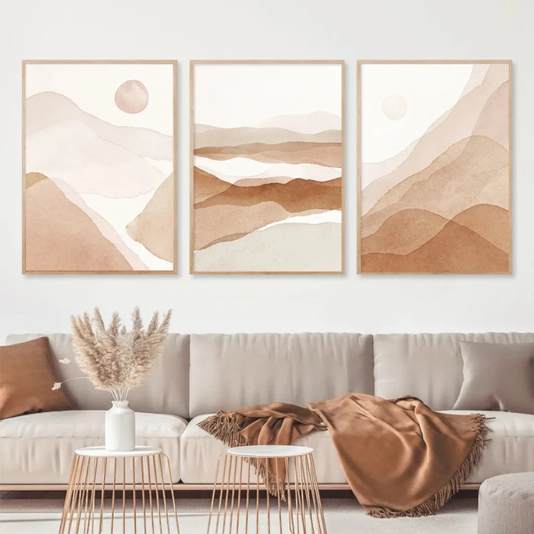 

Abstract Landscape Beige Watercolor Neutral Minimalist Posters Canvas Painting Wall Art Print Pictures Living Room Home Decor