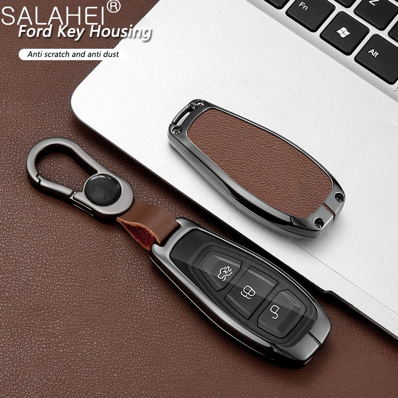 

Zinc Alloy Leather Car Key Case Cover Shell Holder Full Protection For Ford Fiesta Focus Mondeo Ecosport Kuga Keychain Accessory