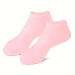 Silicone Gel Moisturizing Spa Socks for Women - Softening and Repairing Dry Feet and Cracked Heels (2 Pair Set) (2PCS-Pink)