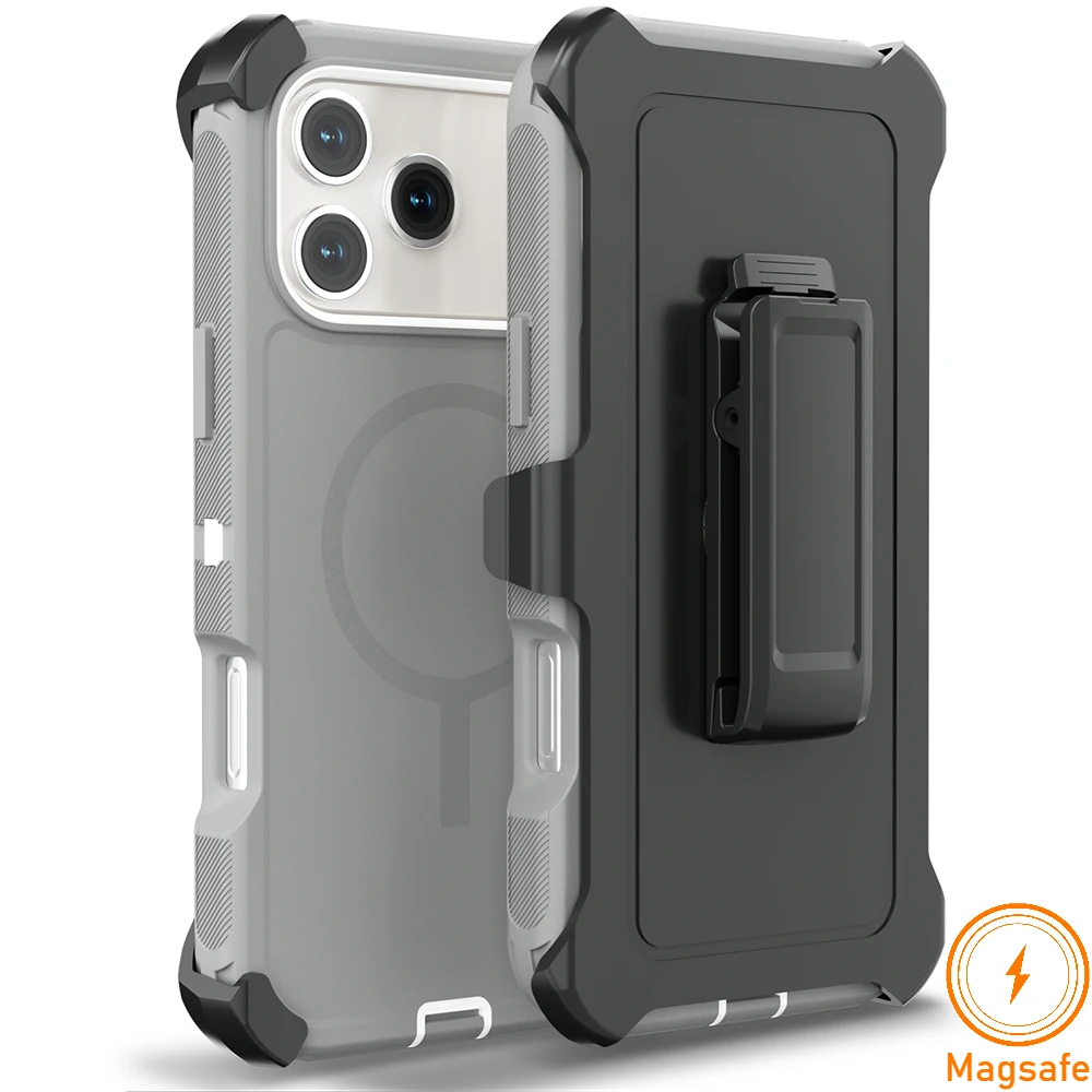 Enhanced Armor Magnetic Phone Case - Rugged Shockproof Design with Clip Cover