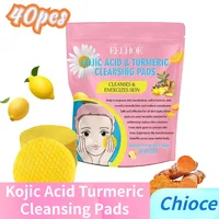 Coussinets nettoyants exfoliants pour le visage, curcuma, acide kojique, citron, nettoyage en profondeur de la peau, éclaircissant, coton, soins pour la peau 1