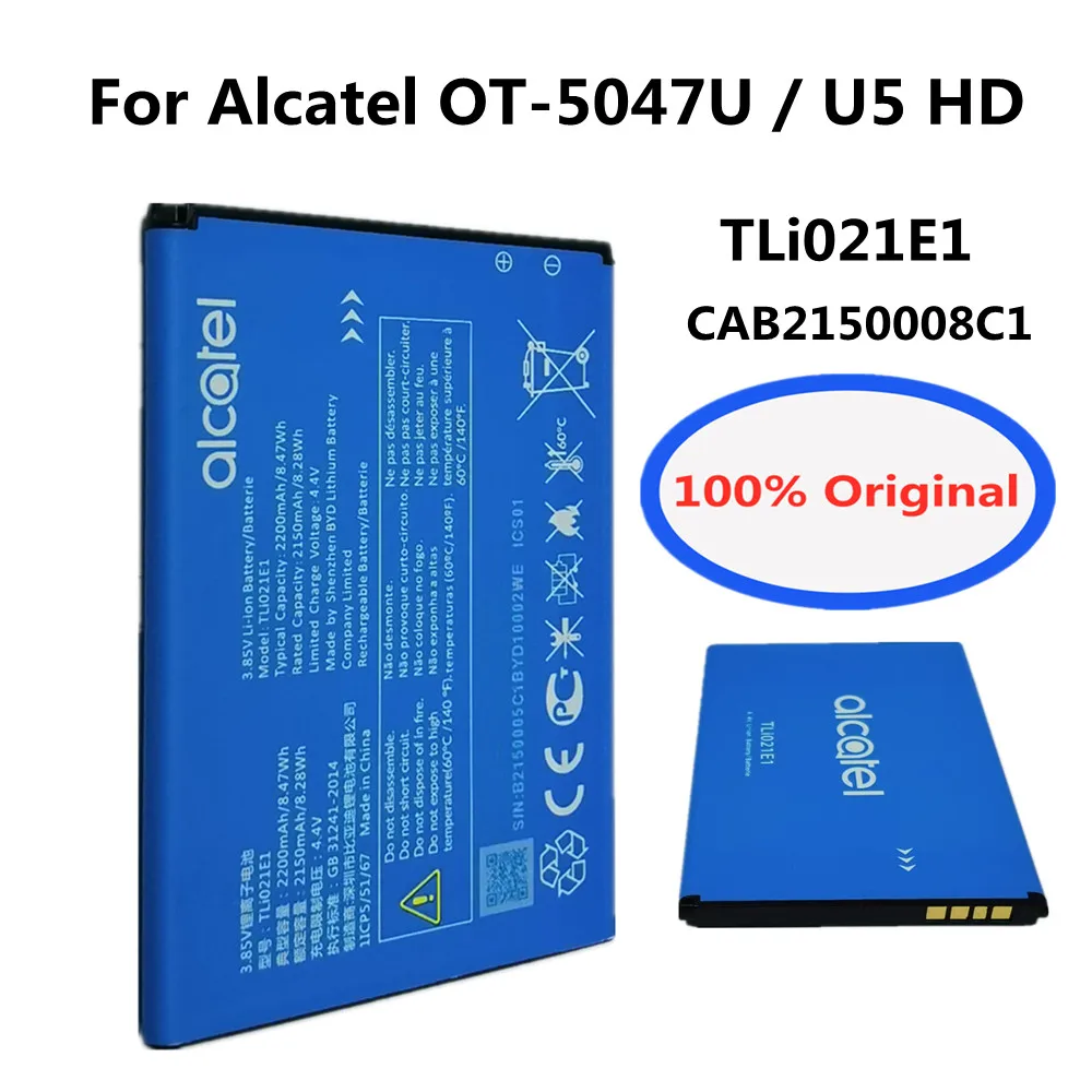 

100% оригинальная фотобатарея TLi021E1 для Alcatel мобильный телефон/U5 HD CAB2150008C1, сменные перезаряжаемые литий-ионные батареи