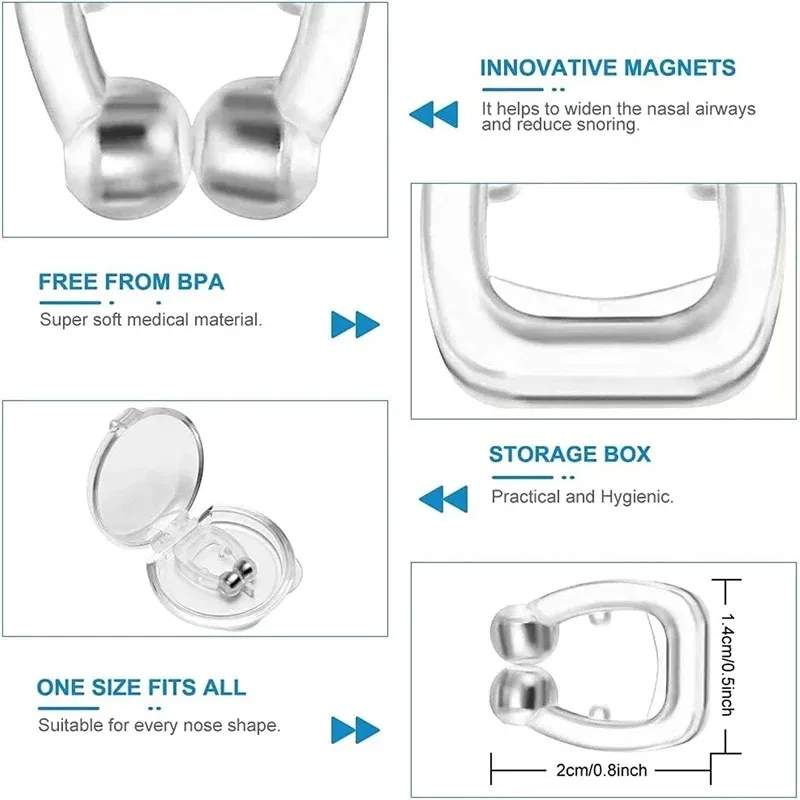 Stop Snoring Nose Clip Anti Snoring Corrector Magnetic Anti Snore Easy Breathe Improve Sleep Aid Apnea Night Device With Case
