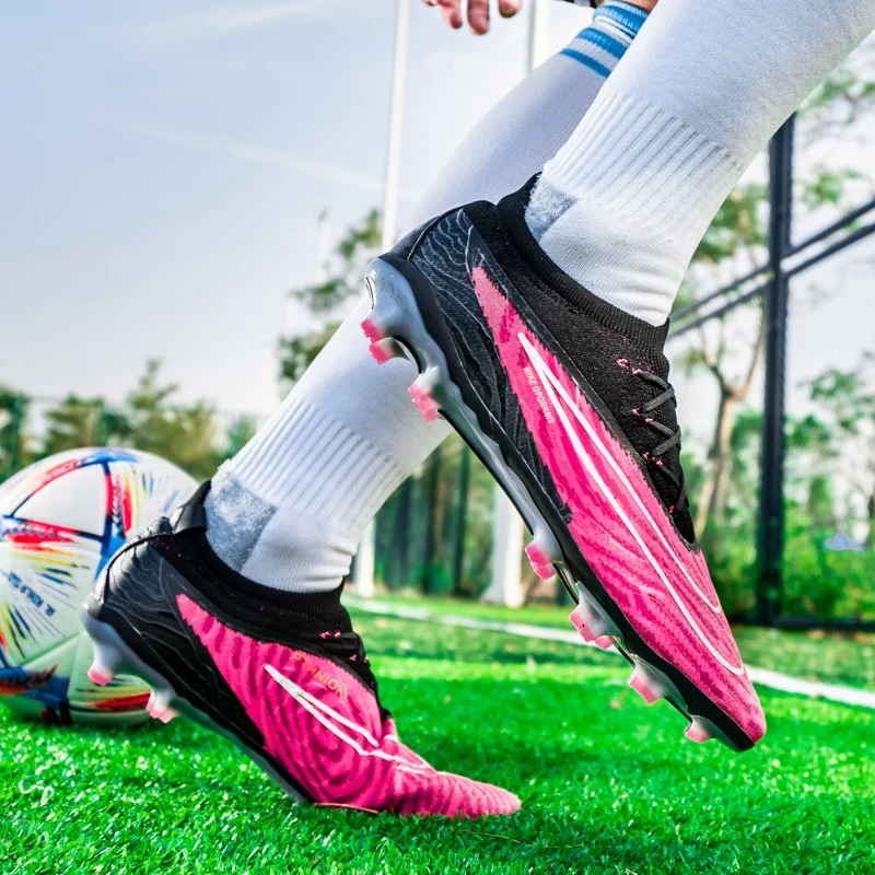 Men Kids Football Boots Turf Soccer Shoes Cleats Training High Top Ankle Sport Sneakers Size 35-45