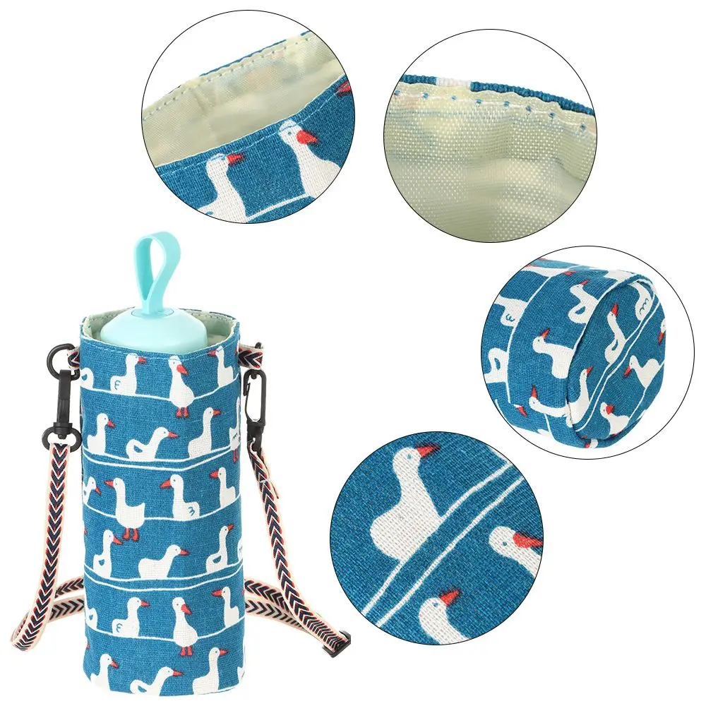 Fashionable Handle Shoulder Crossbody Bottle Cup Sleeve Tote Heat Insulation Linen Mug Holder Bag Travel Outdoor Cup Accessories