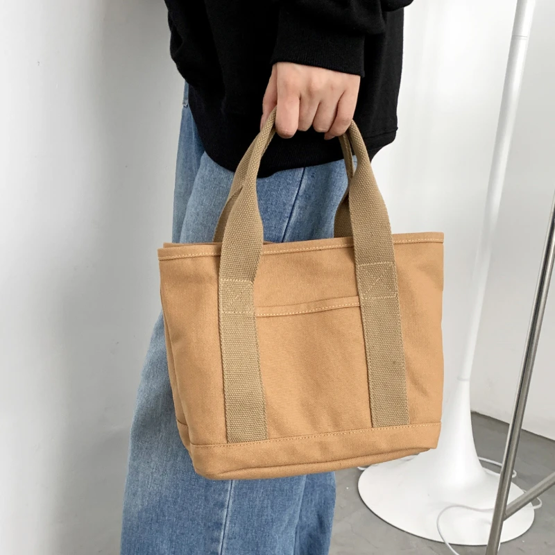 

Personalized Minimalist Handbag Casual Versatile Solid Canvas Bag Commuting Multiple Pockets Hasp Portable Shopping Bags