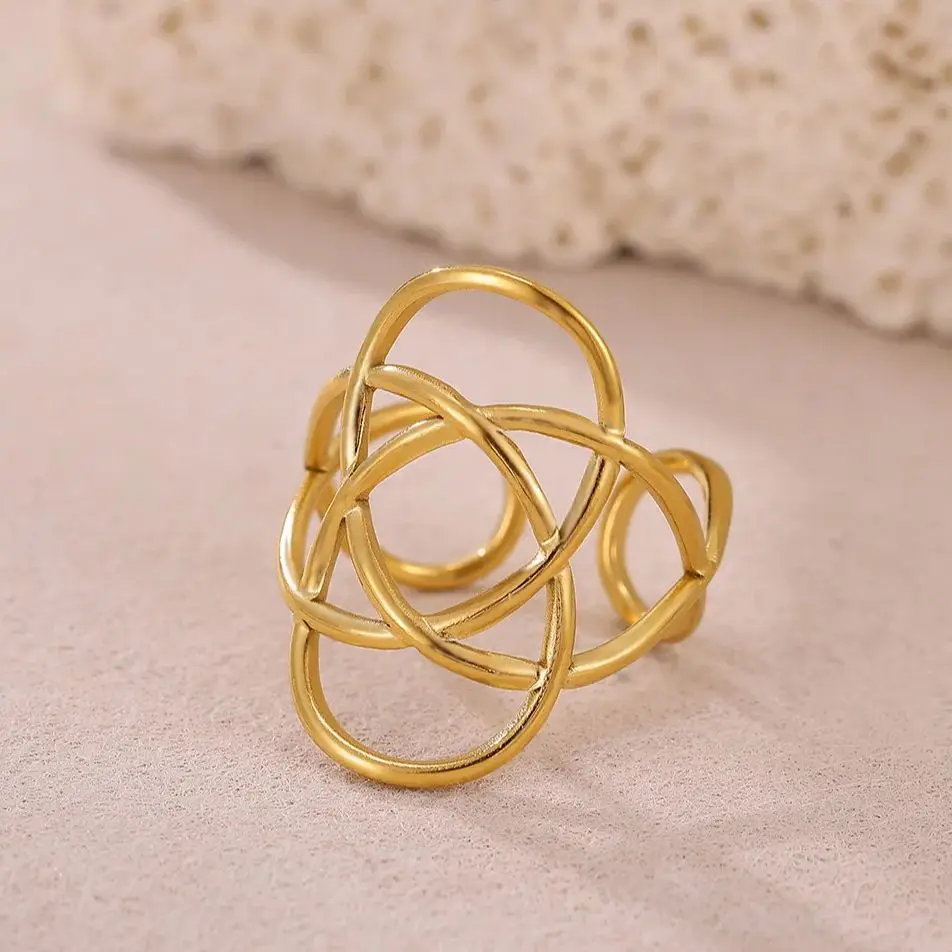 Stainless Steel Geometric Interlocking Rings for Women