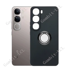 Enhanced Back Ring Holder Bracket Phone Cover - TPU Soft Silicone Case, 6.67 - Vivo V40 SE 80W (Ring Case Black)