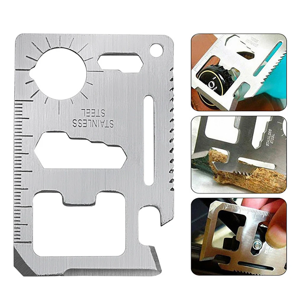 Outdoor Pocket Tool Outdoor Multifunction Pocket Tools Camping Hiking Hunting EDC Survival Tool Stainless Steel Knife Opener Lifesaving Card