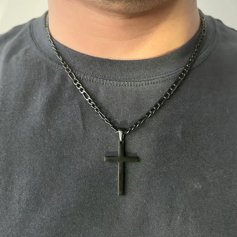 Cross Pendant Waterproof NK Necklaces for Men Women Basic
