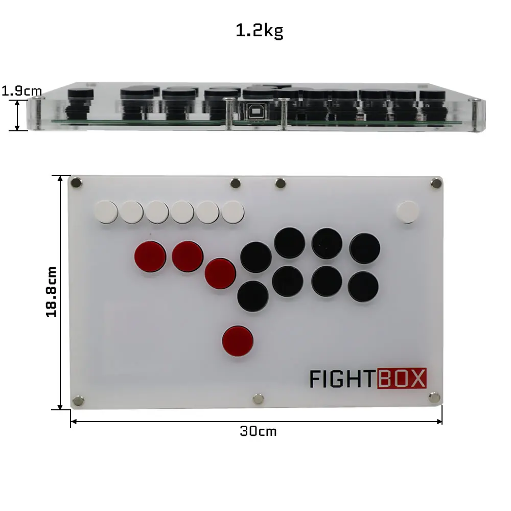 모든 단추 레버리스 아케이드 게임 컨트롤러, PC, PS, XBOX, 스위치용 FightBox B1