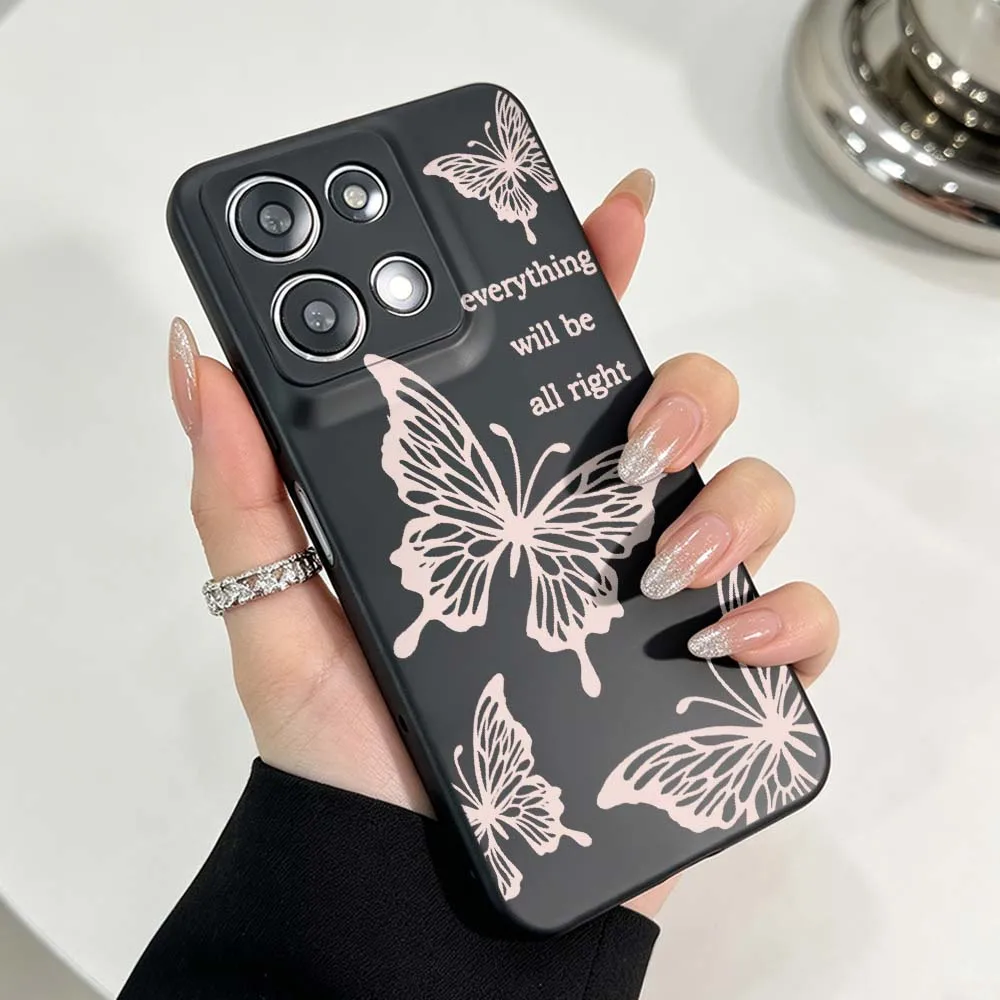 Artistic Butterfly Pattern Black Soft Phone Case