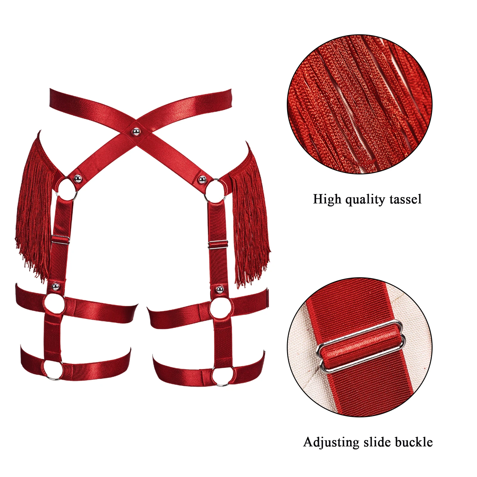 Women Goth Rave Body Cage High Waist Tassels Garter Harness Belt Bondage Stocking Accessories Harajuku Wedding Leg Garter