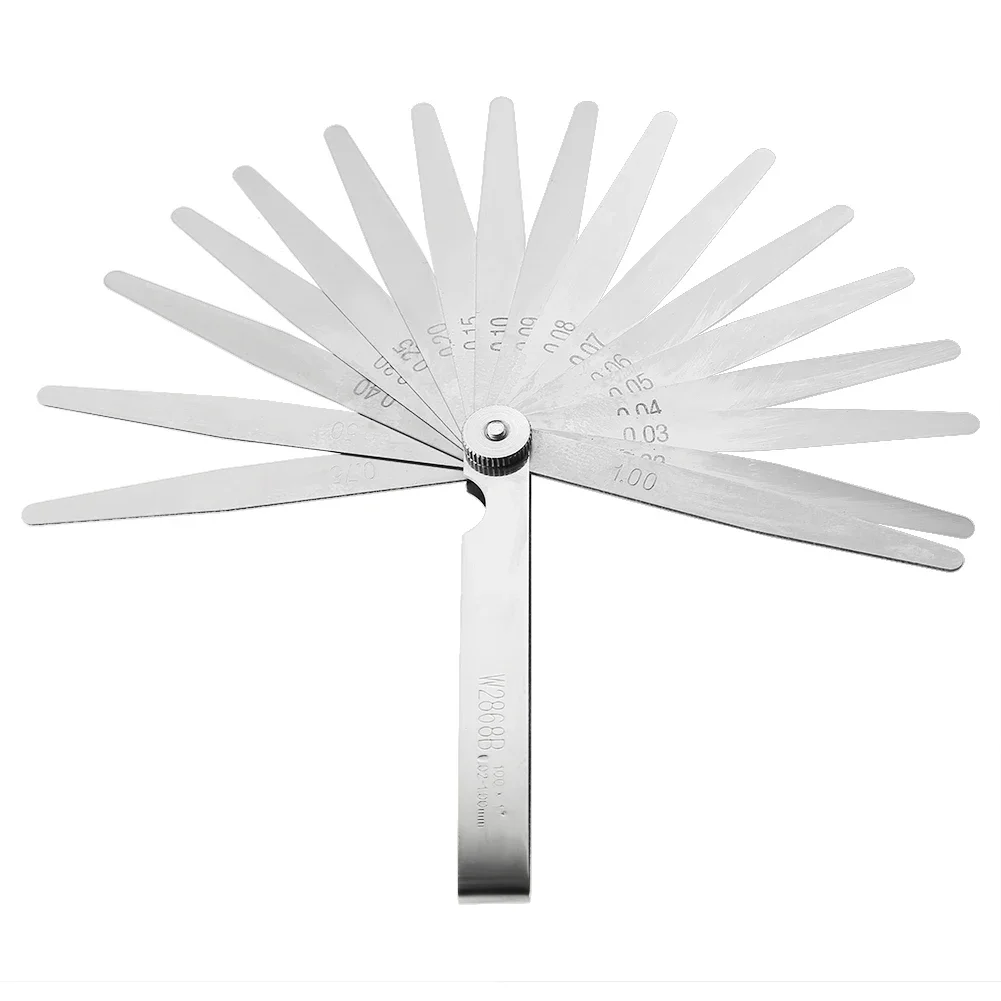 17 Blades Feeler Gauge Stainless Steel Gap Filler 0.02-1.0mm Thickness for Measurement Tool High-Precision