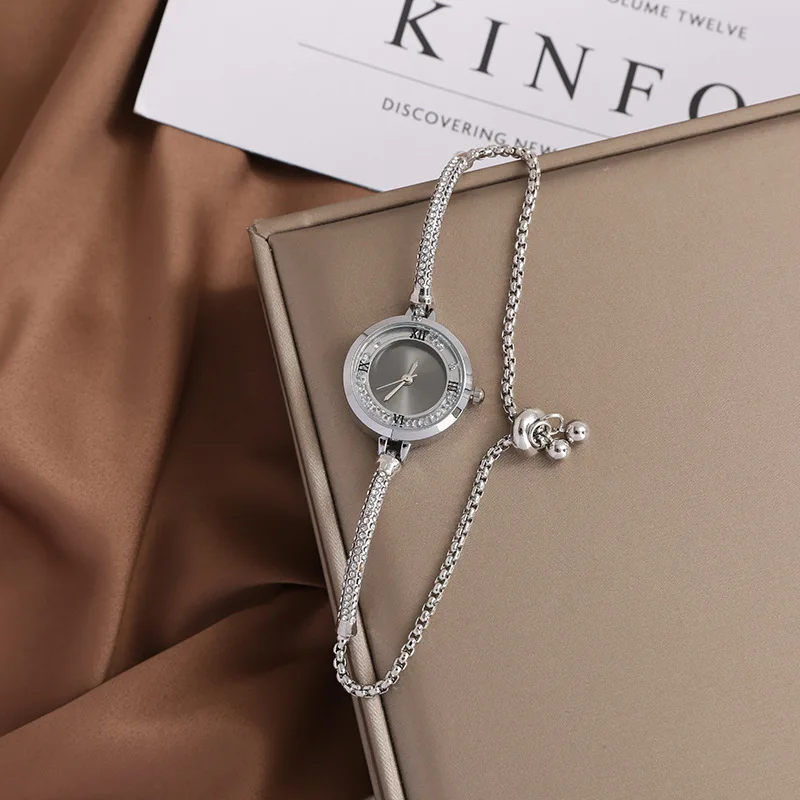 Women Watches Minimalist Circular Bracelet Diamond Crystal