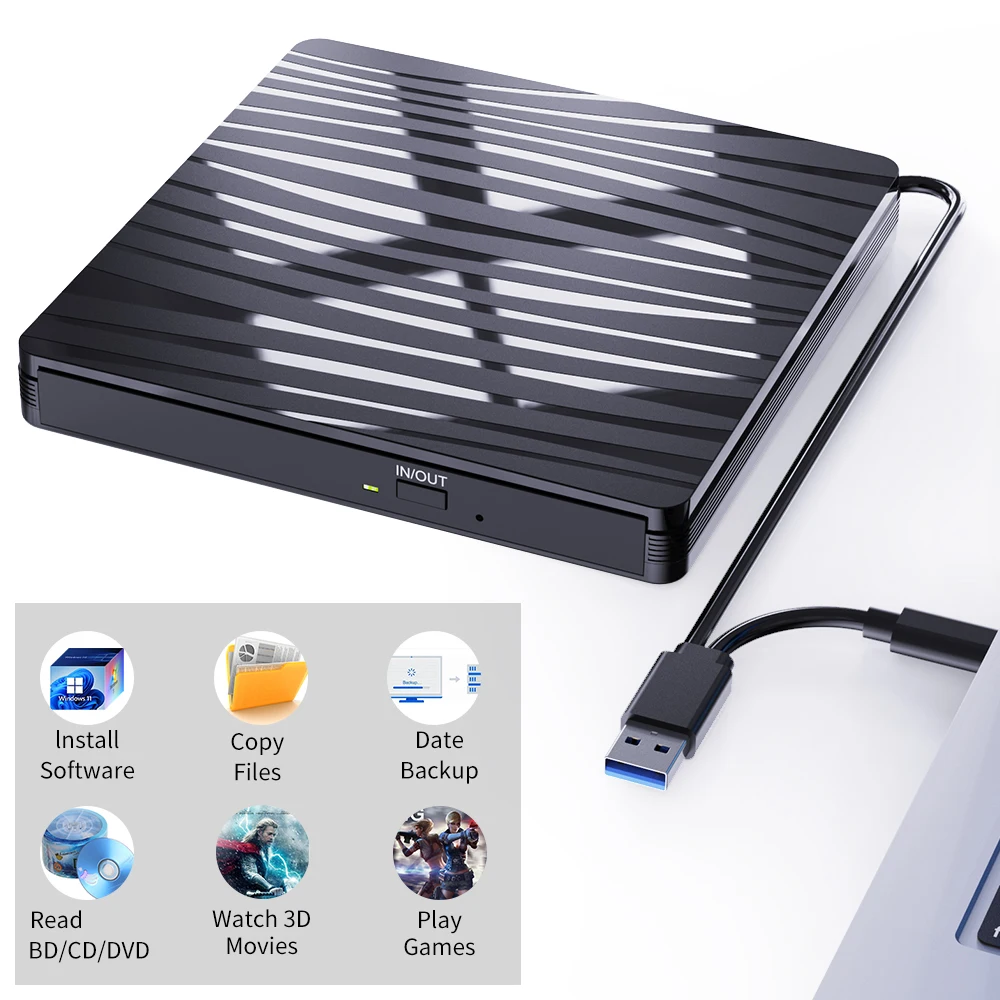 kor sygdom Venture External Blu-ray Drive Cd/dvd/bd Player Blu-ray Combo Cd/dvd/vcd Optical Burner  Usb 3.0 Type-c For Computer Pc Mac Windows Os - Optical Drives - AliExpress