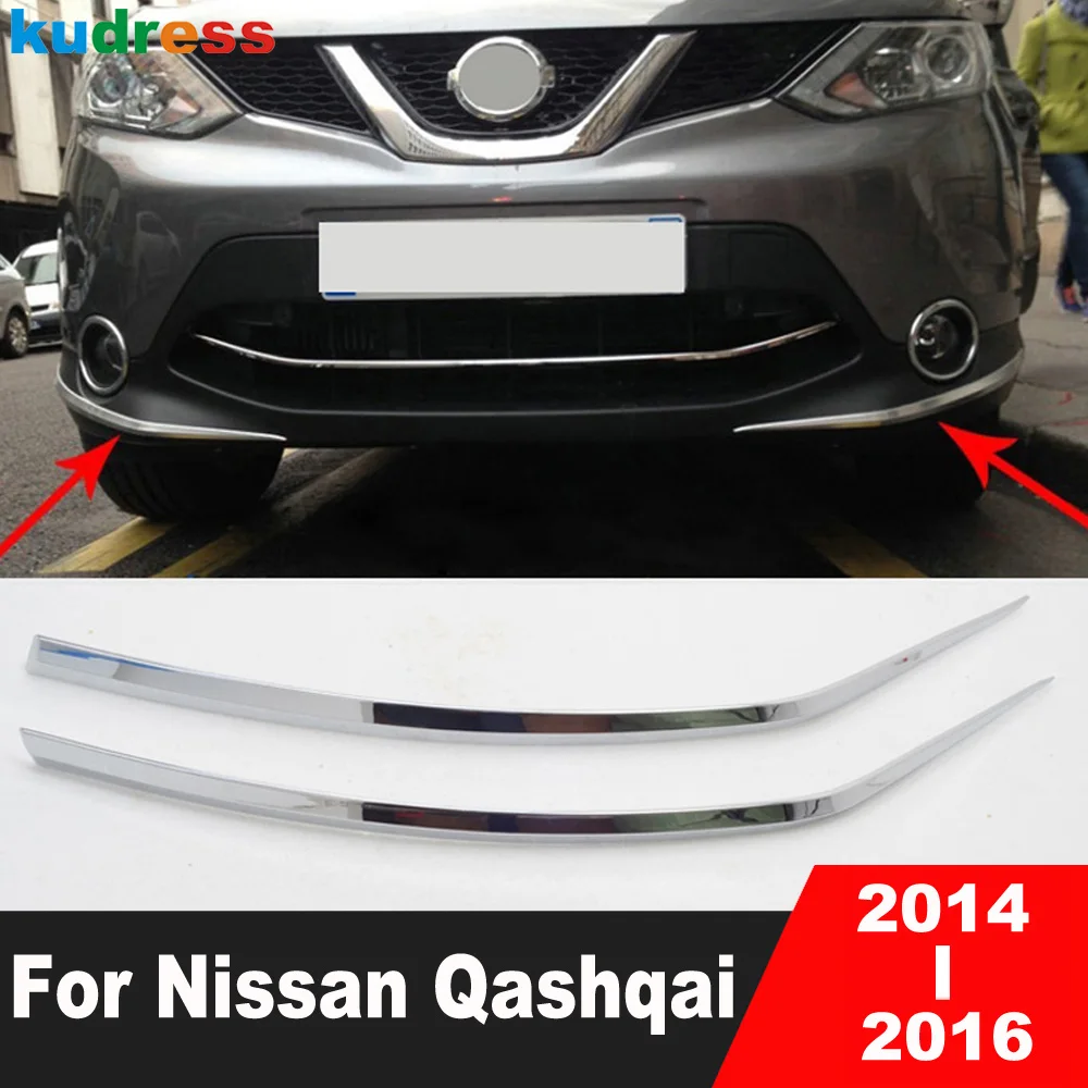 For Nissan Qashqai J11 2014 2015 2016 Abs Chrome Front Lower Bumper Cover Trim Molding Strip