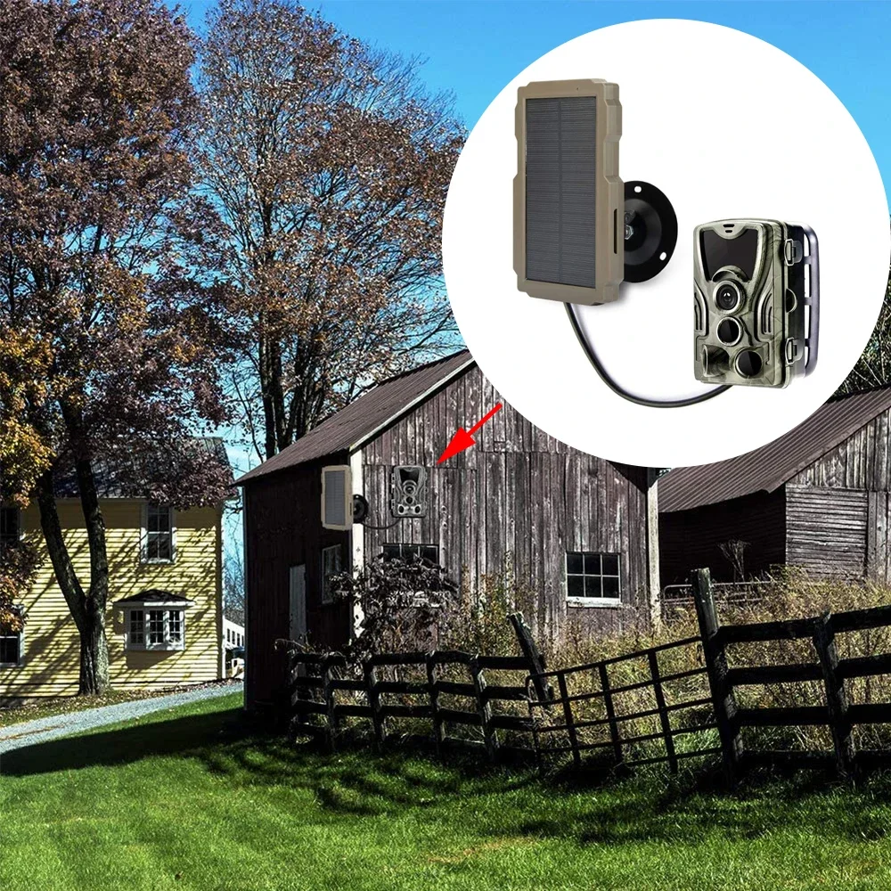 Trail Game Camera Solar Panel Kit 3000mAh 6V-12V Rechargeable Solar Charger for Outdoor Hunting Camera Accessories