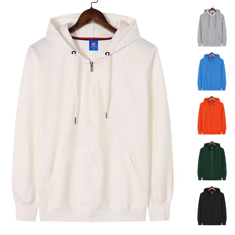 

Blank White Zip Up Hoodie Unisex High Quality Men Zipup Hoodies With Zipper Hooded Sweatshirt Felpa Uomo