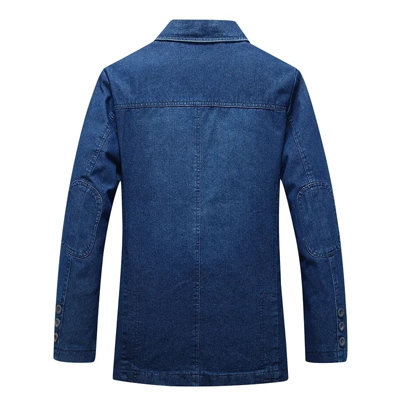 Men's Loose-fit Denim Blazer Casual Western-style Clothes Jacket Youthful Vibe 2182