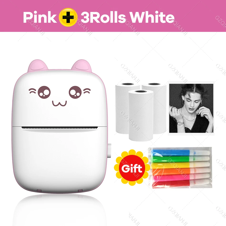 instant smartphone printer Mini Cute Portable Bluetooth4.0 Thermal Photo Printer 203DPI Wireless Mobile Printer For Deberes Chuleta Cumpleanos Regalo mini portable photo printer Printers