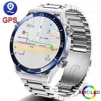 AMOLED HD 스크린 스마트 워치 남성용 GPS 트래커, 모션 피트니스 시계, ECG + PPG 블루투스 통화 스마트워치, 안드로이드용, 2024 신제품