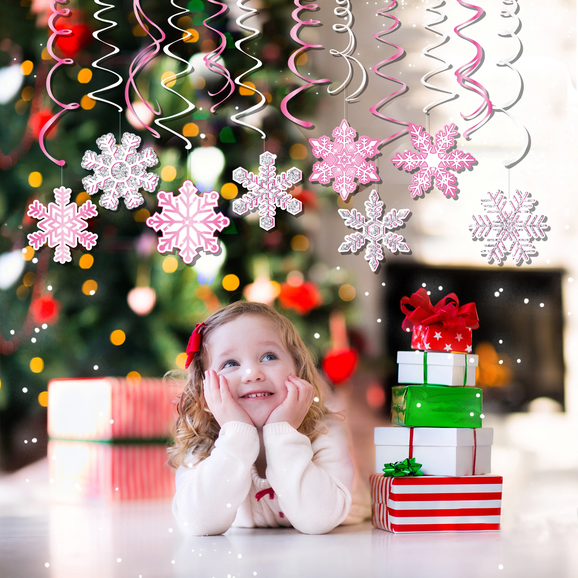 

Merry Christmas Party Hanging Swirl Hanging Spiral Pendant Winter Xmas Snowflakes DIY Room Ceiling Hanging Swirl Party Supplies