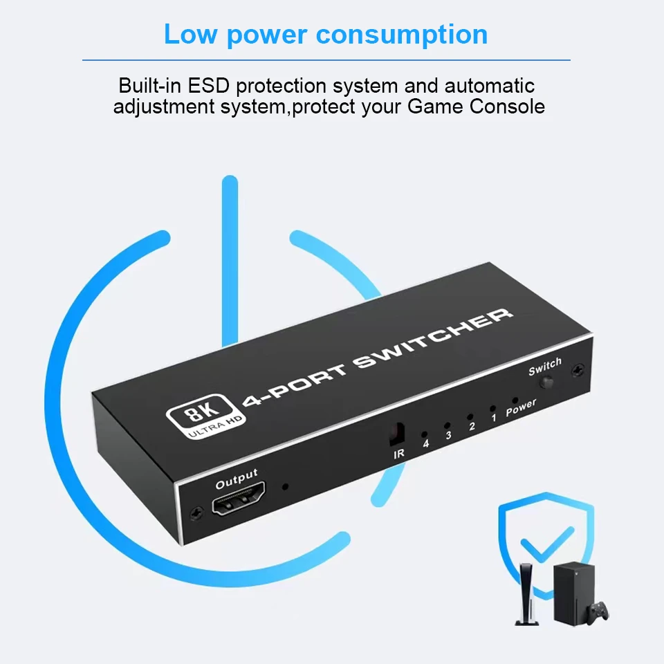 2023 Switcher HDMI 2.1-compatible 4K 120Hz 4 in 1 out 2 in 1 out 8K 60Hz Switch