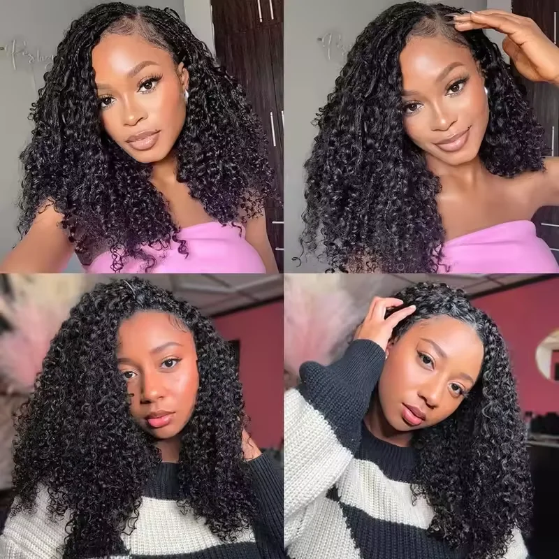 300g Burmese Kinky Curly Crochet Human Hair Knots Feather Crochet Hair Extensions Invisible Knotless Kinky Curly Braiding Hair 6
