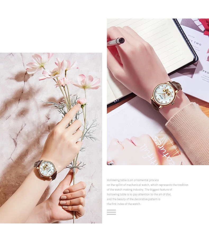 AILANG Woman New Watch Mechanical Luxury Ladies Automatic Hollow Women's Bracelet Watches Female Waterproof Clock Wristwatch