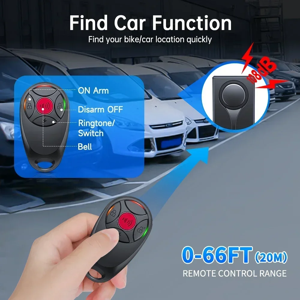 Extractme 108dB alarme antivol alarme de Vibration sans fil avec télécommande alarme de porte et de fenêtre système de sécurité d'alarme de voiture 2