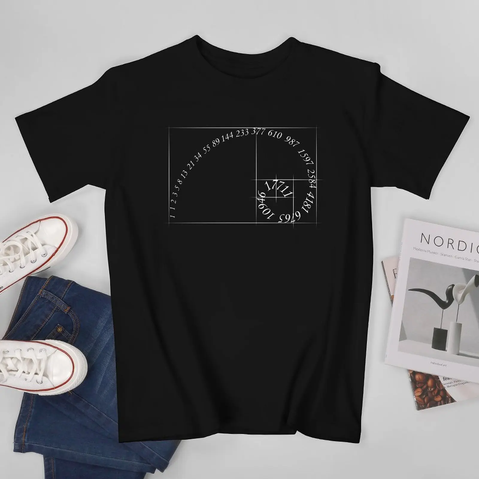 Fibonacci Sequence Numbers T Shirt Uomo Golden Ratio Vintage Cotton T-Shirt Summer O-Collo Novità Tee Shirt Plus Size Clothes