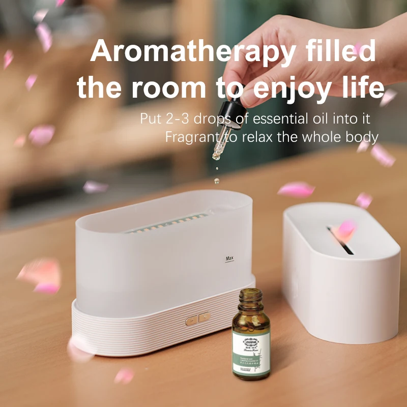 Mini Etherische Olie Diffuser Met Kleurrijke Vlammen - 160ml Ultrasone Aroma Diffuser