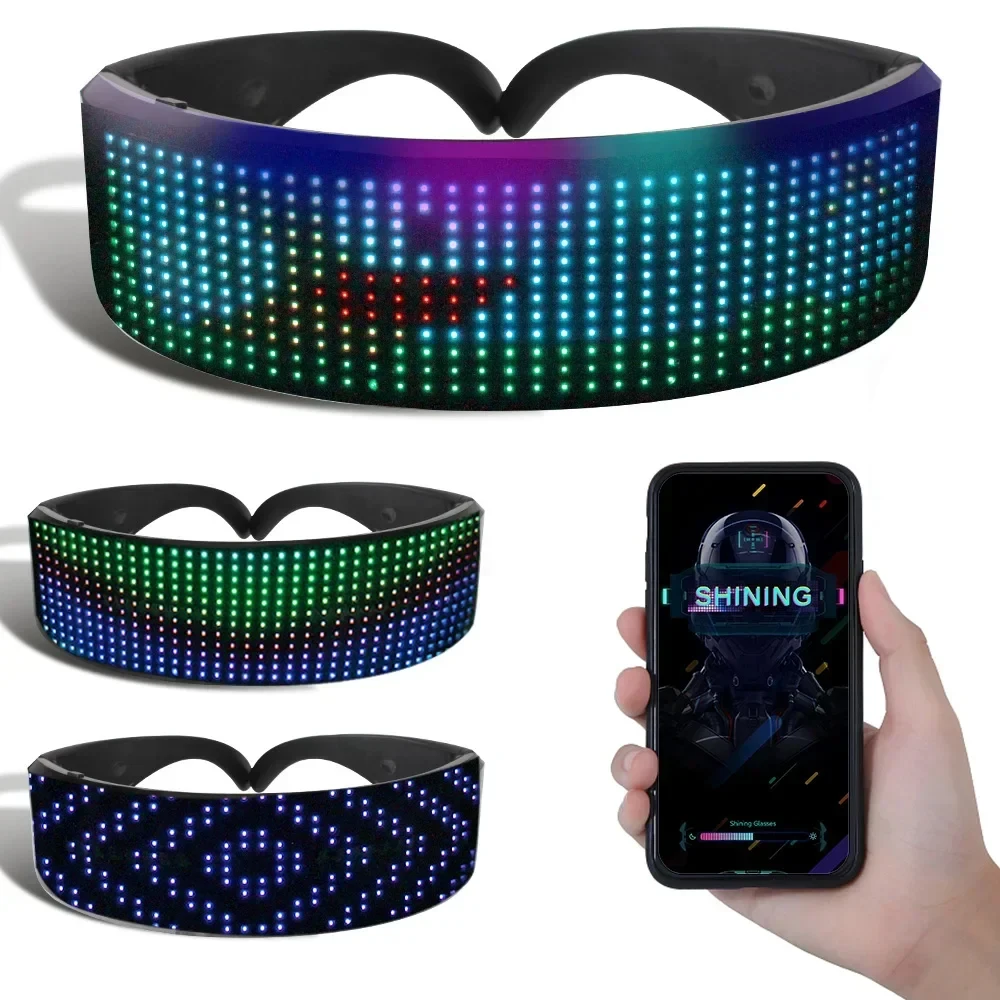 Full Color Led Glasses App Control Programmable Dynamic Luminous Light 