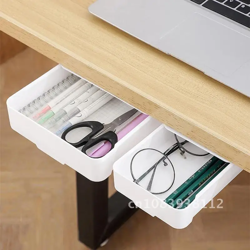 

Storage Box Drawer Under The Desk Desktop Holder Office Desk Student Stationery Invisible Drawer Organizer for Kitchen Bedroom