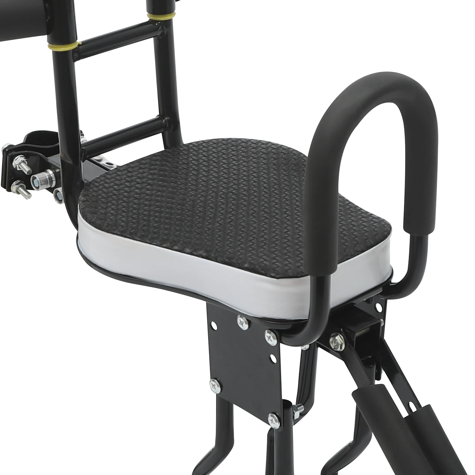 Front-Mounted Steel Child Bike Seat, Adjustable Pedals, and Safety Handrail for Toddlers (1–5 Years)