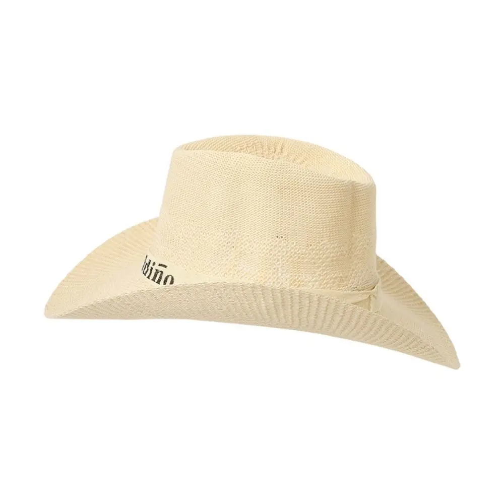Summer Jazz Hat UV Protection Sun Hat Wide Brim Breathable Straw Cap Travel Outdoor Western Cowboy Hat Men Women Beach Cap