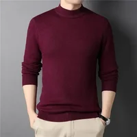 Wool 2024 Brand New Men's Cashmere Sweater Half Turtleneck Men Sweaters Knit Pullovers for Male Youth Slim Knitwear Man Sweater 2