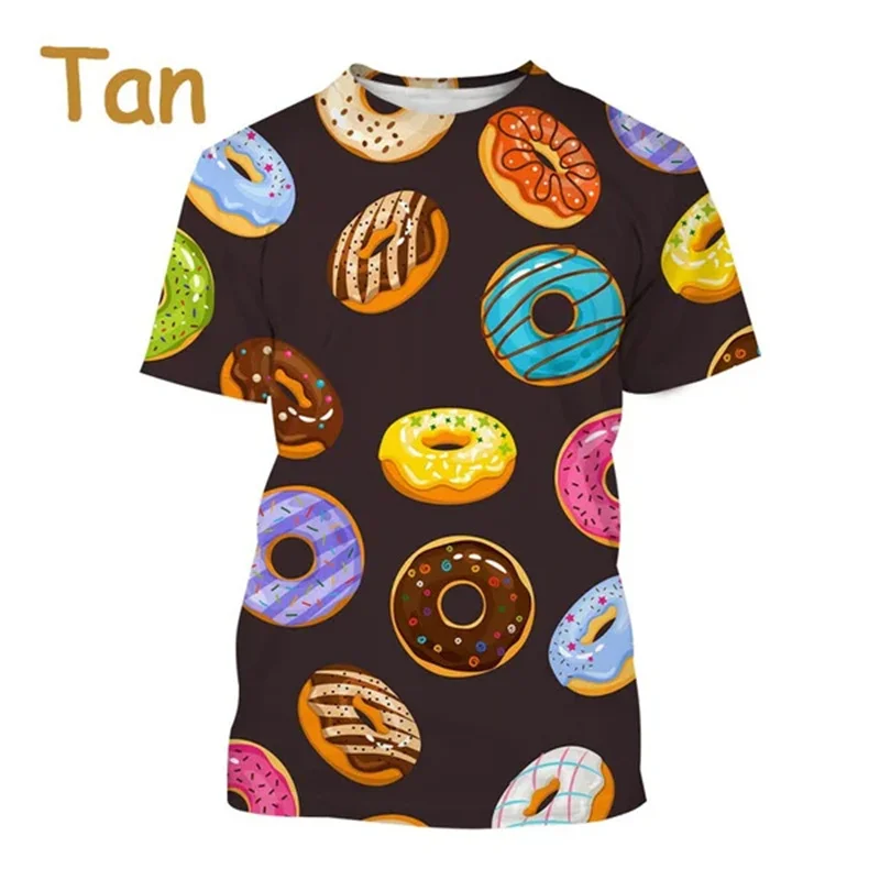 

New Summer 3D Printing Chocolate Donuts T Shirt Children Fashion Streetwear Tee Shirts Unisex Summer Funny Tshirts Y2k Clothing