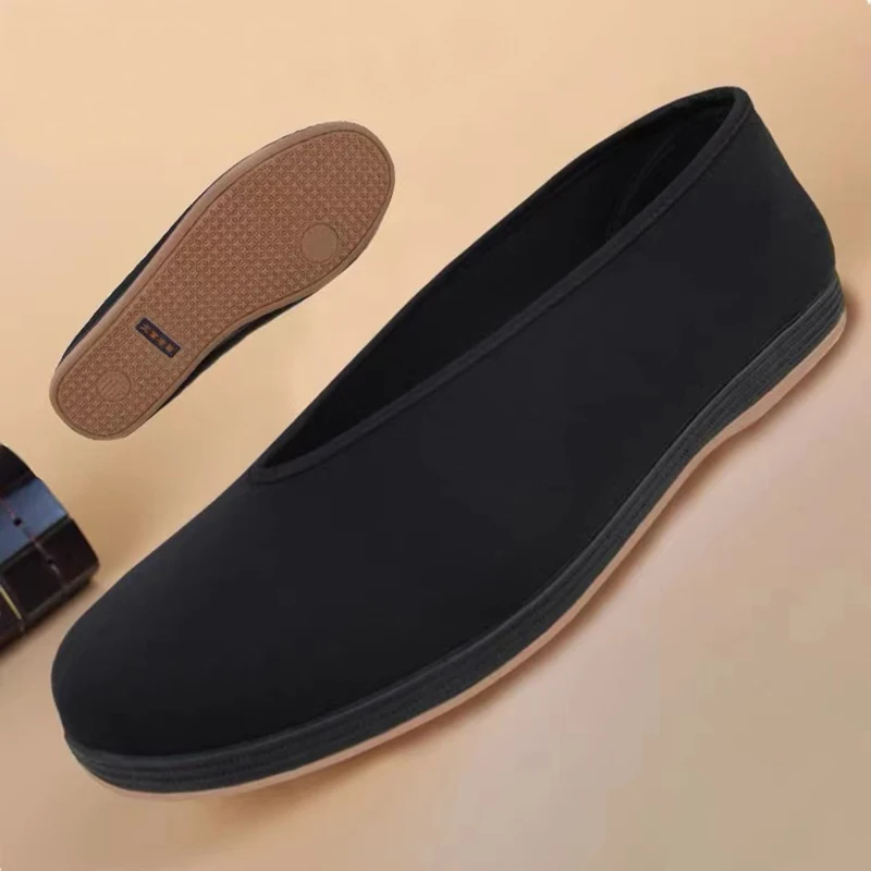 Martial Arts Shoes Men's Traditional Chinese Kung Fu Cotton Cloth Wing Chun Tai-chi Martial Art Old Beijing Casual Shoes Black Cotton