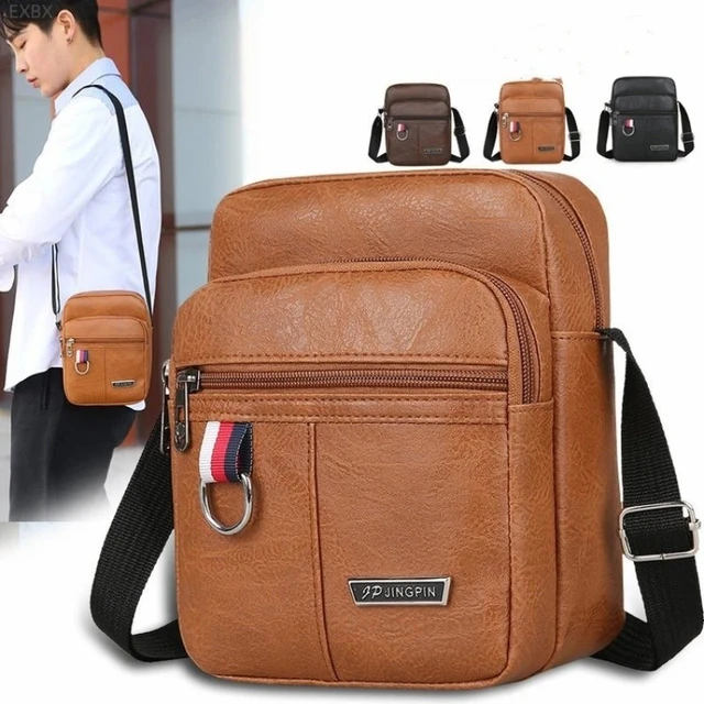 Solid Color Large Capacity Shoulder Bags for Men 2023 High Quality Leisure  Outdoor PU Leather Bag Messenger Bag Sac Homme