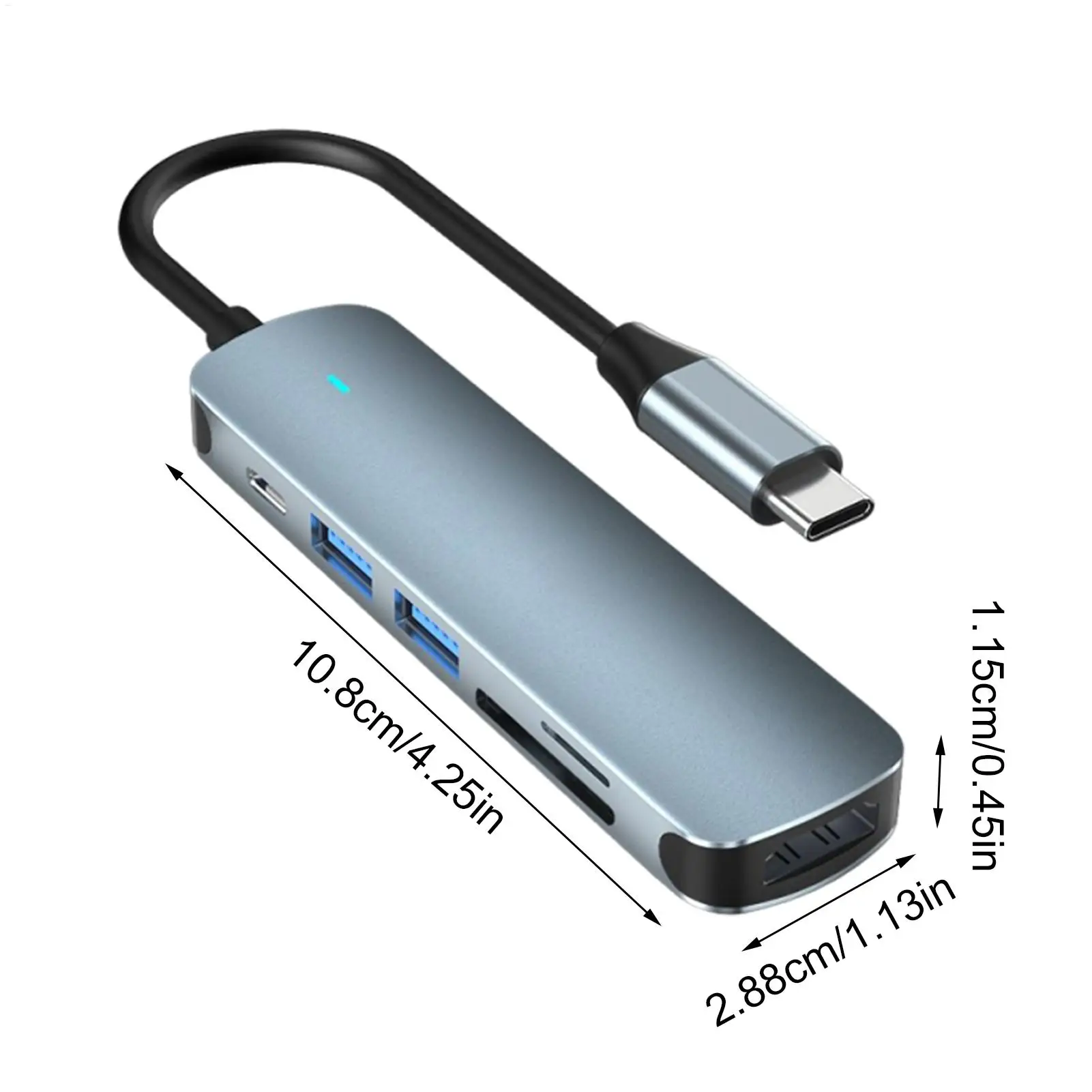 USB C Hub Computer USB C Expander Hub Portable 6-in-1 Data Transmission Adapter for Business Meetings Home Office Content