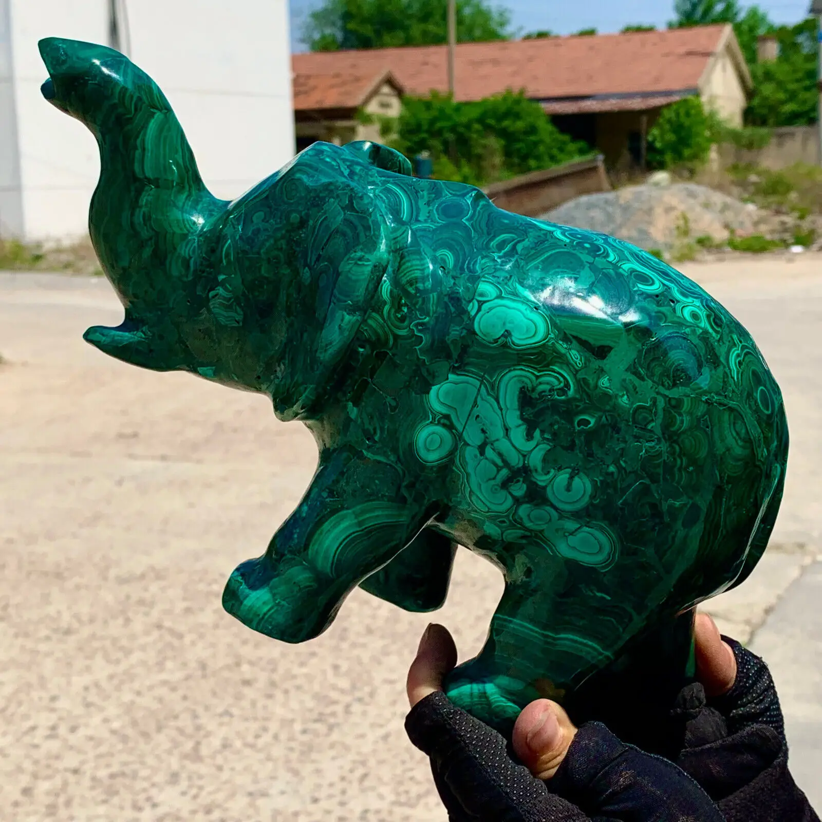 Natural Malachite Carved Elephant Quartz Crystal Mineral Specimen Healing Wealth Home Office Degaussing Decoration Meditationgem 5