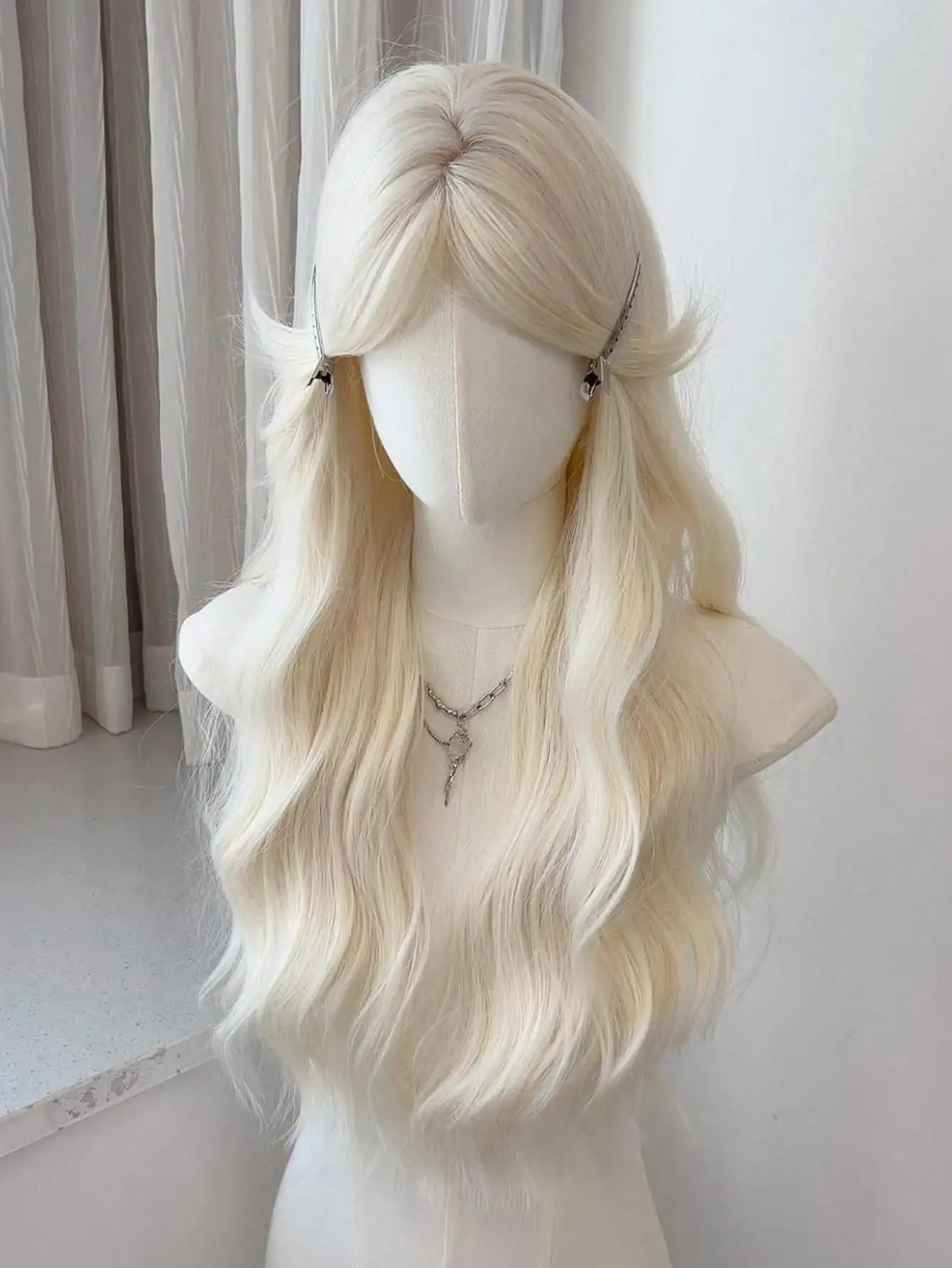 Brown Blonde Synthetic Wig for Women with Long Water Wave Hair