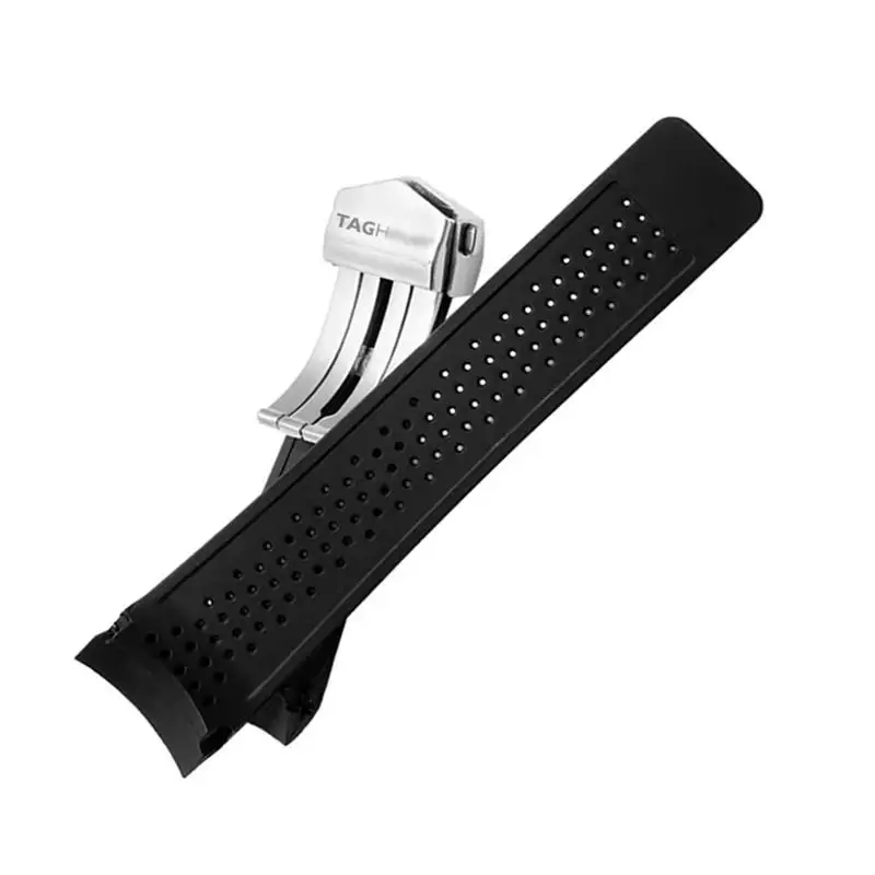 SCHIK 22mm 24mm Men Women Rubber Watch Strap,For TAG HEUER Breathable Tape Super Carlisla Racing Diving Replace Silicone Strap