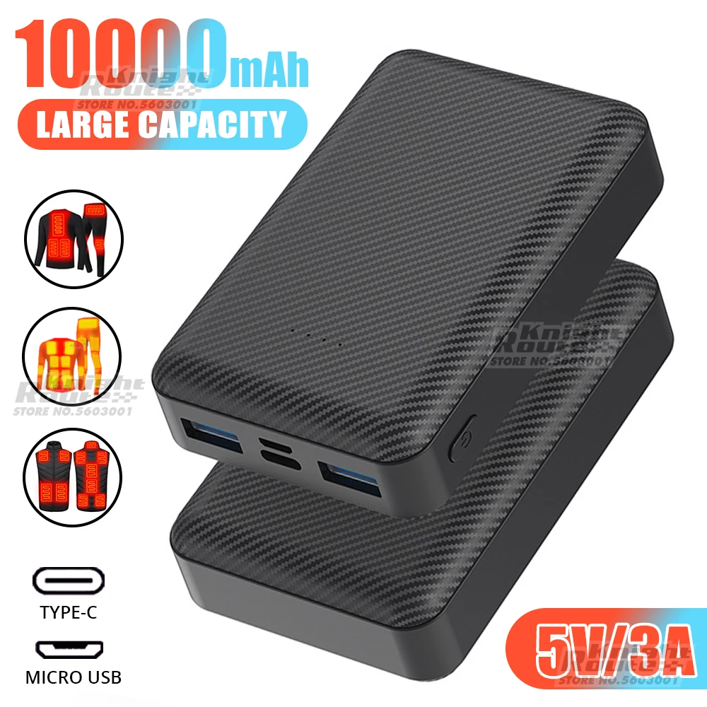 5V/3A-10000mAh Power Bank Portable Charging Power Supply Mobile Phone External Battery Fast Charging For Fan Vest Cooling Vest portable power bank