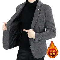 ARC Blazer Autumn/Winter Golden Sable Velvet and Cotton Thickened Thermal Small Suit Fashion Business Men's Slim Blazer 1