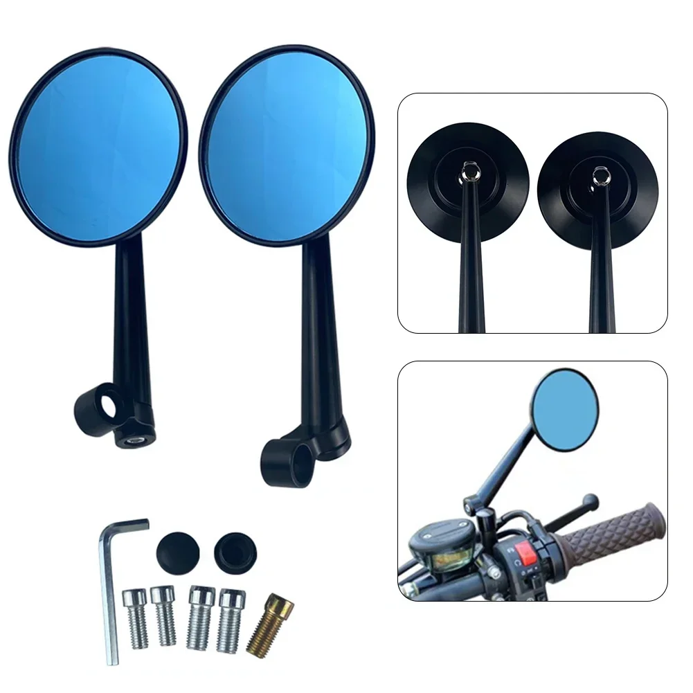 2pcs Rearview Mirror Replacement CNC Motorcycle Electric Mirror Round Side Rearview For Honda