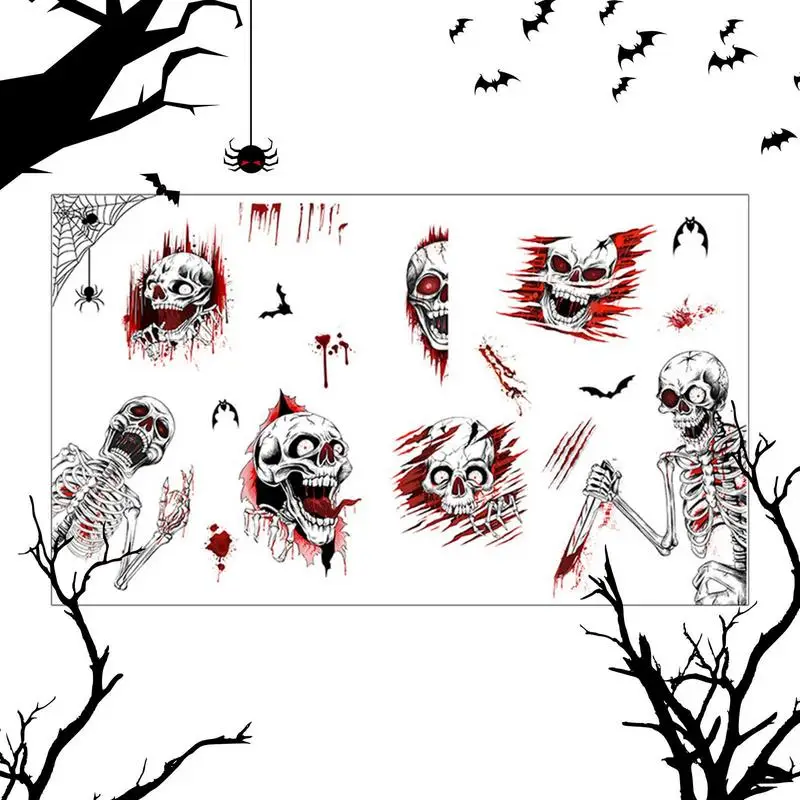 

Halloween Blood Sticker 2Pcs Halloween Bloody Skeleton Window Sticker Horror Ghost Shadow Horror Ghost For Home Party Decoration