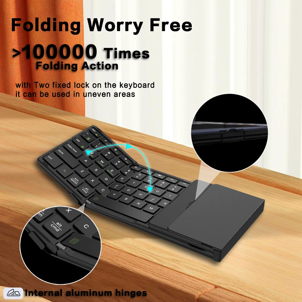 Windows/Mac OS용 충전식 블루투스 무선 터치패드 키보드, 터치패드 및 숫자 패드가 포함된 휴대용 2 in 1 무선 키보드